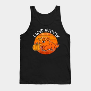 Autumn Triceratops Dinosaur Pumpkin Fall Thanksgiving Tank Top